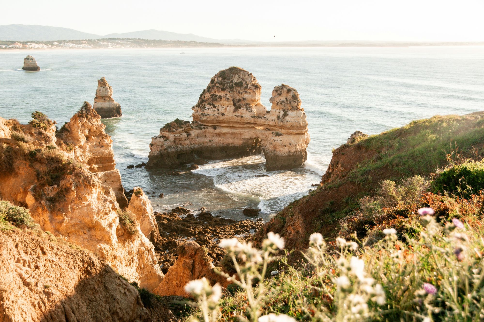 Sandstone sea stacks off the Algarve coast
